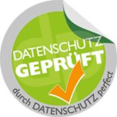 Logo des Siegels 'Datenschutz geprüft'.